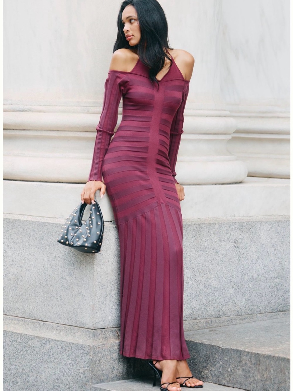 By Anthropologie Cold-Shoulder Knit Maxi Dress
